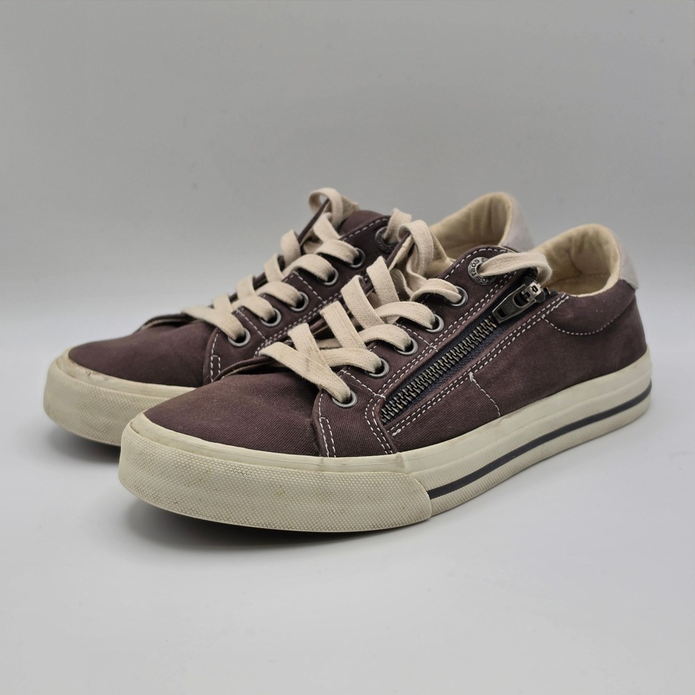 Earthy Boho Indie Z-Soul Side Zip Canvas Sneaker Womens 7 Brown Taos